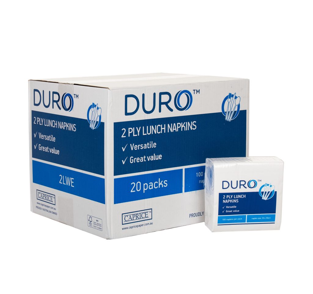 Duro 2 ply Lunch Napkin White 30cm x 30cm