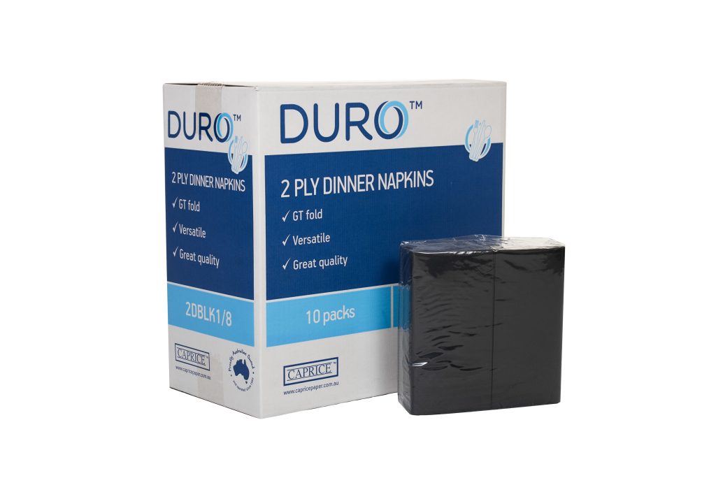 Duro 2 ply Dinner Napkin Black 1/8 Fold