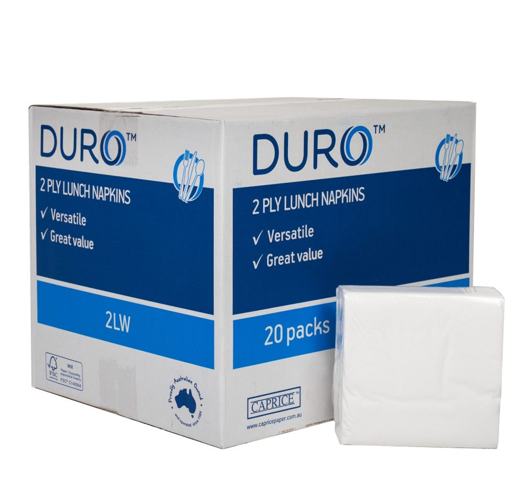Duro 2 ply Lunch Napkin White 33cm x 33cm