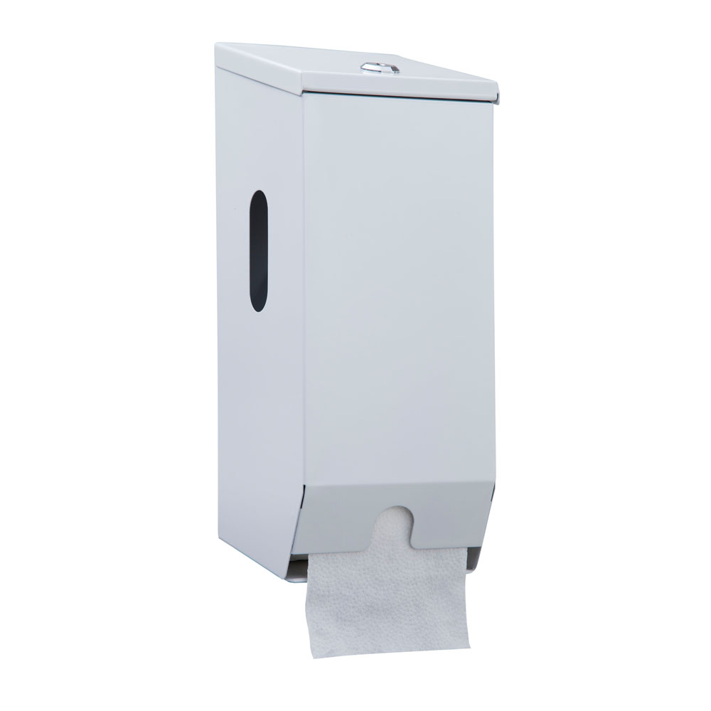 2 Roll Toilet Roll Dispenser (White Metal)